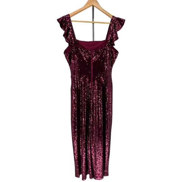 Gal Meets Glam Garnet Party Sequin Cropped Jumpsuit Ruffle Cap Sleeve size 12 - Picture 10 of 14